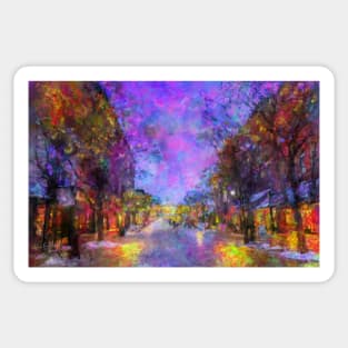 Church Street, Burlington, Vermont USA Impressionist Painting Sticker